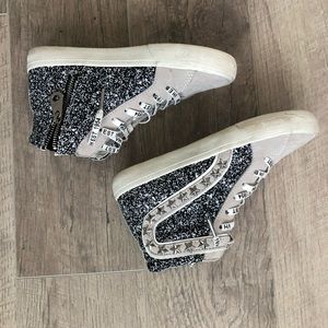 Vintage Havana Black and White High-Top Sneakers